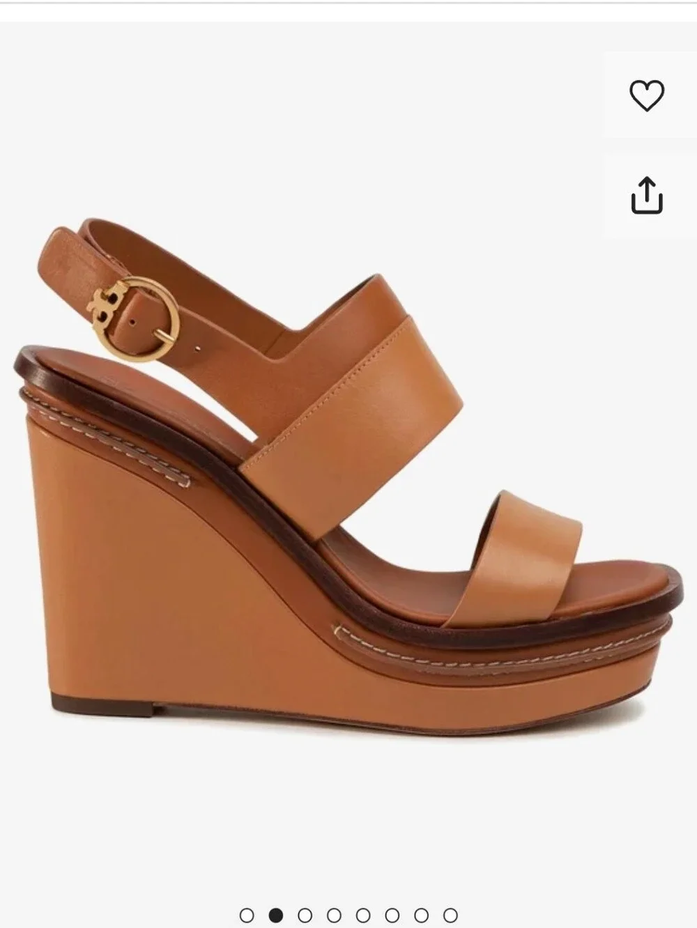 Tory Burch ~SELBY 120mm Selby Wedge Sandals Brown Camel Leather